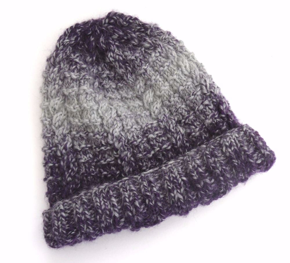 Purple  knitted beanie hat