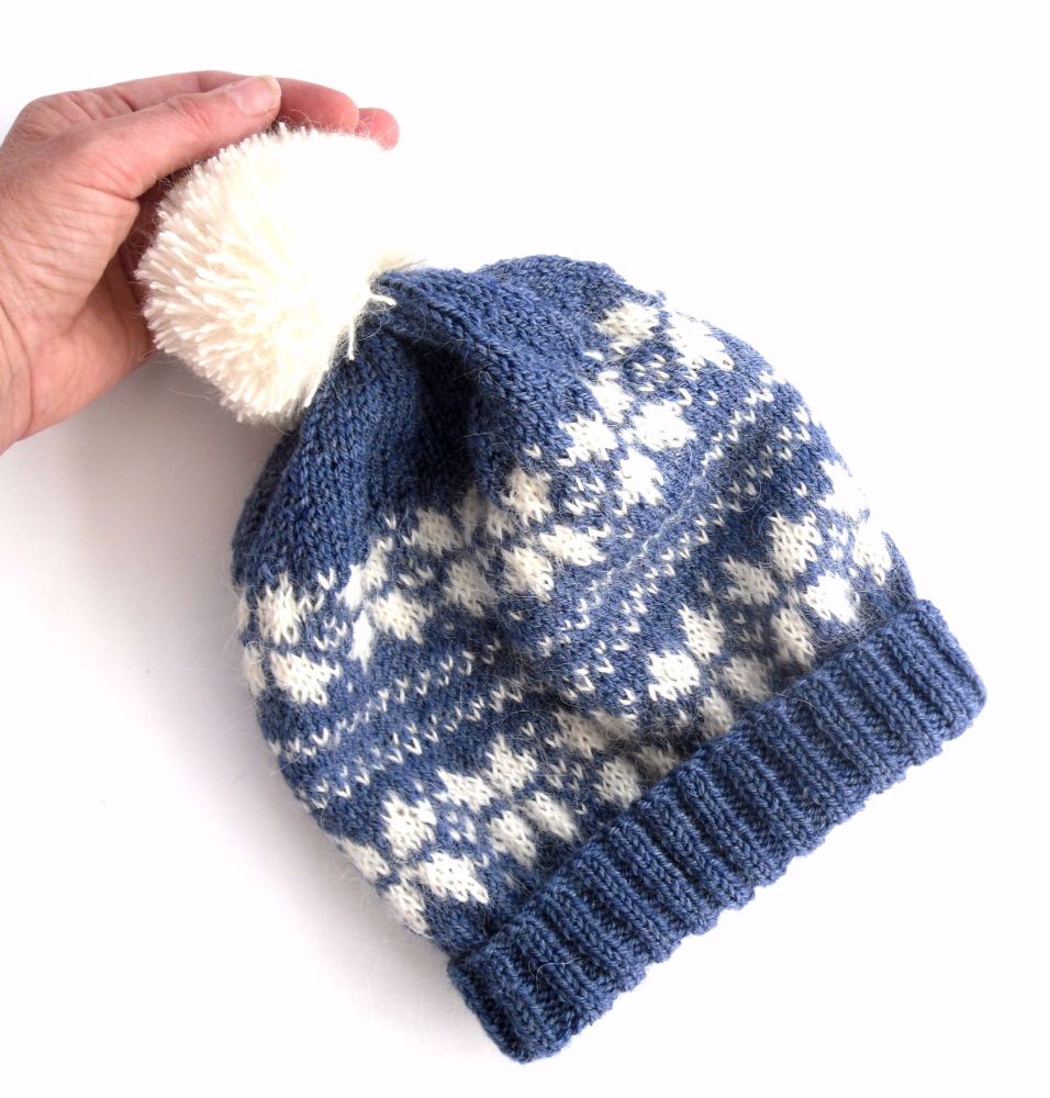 Fair Isle hand knit bobbly hat