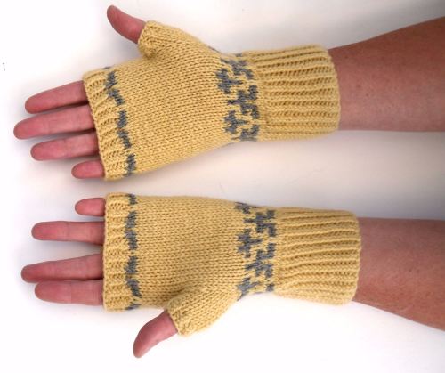 Lemon / Grey Fingerless gloves