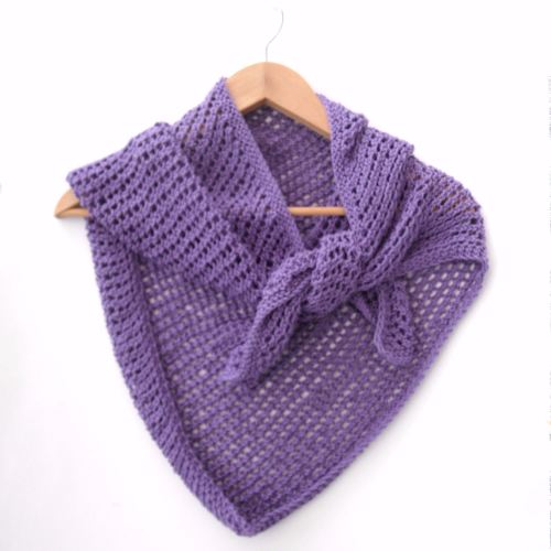 Asymmetrical lace cotton shawl