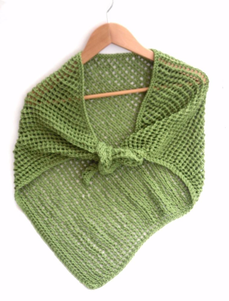 Asymmetrical lace cotton shawl 