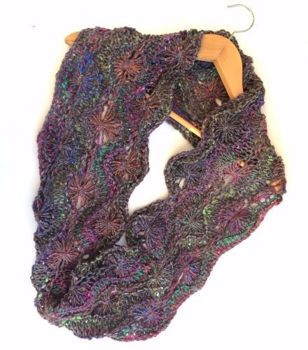 Chunky Mohair / Wool / Silk Flowery Infinity Scarf