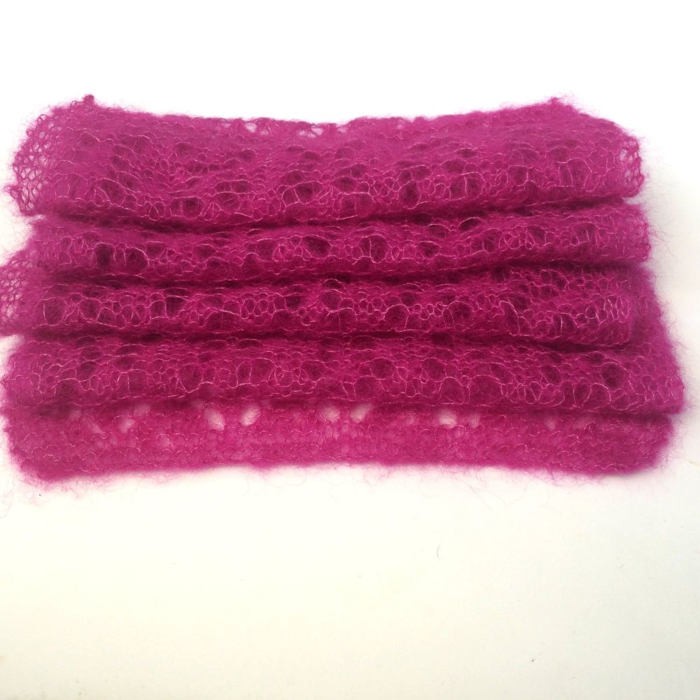 Mohair lace scarf in fuschia pink