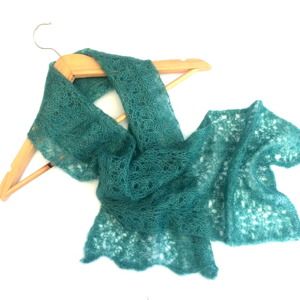Mohair lace scarf in green