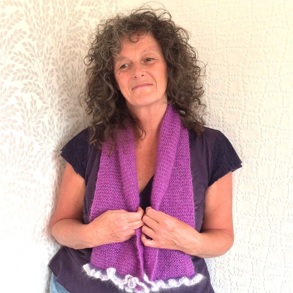 Lilac Mohair scarf with frilly edges  HALF PRICE