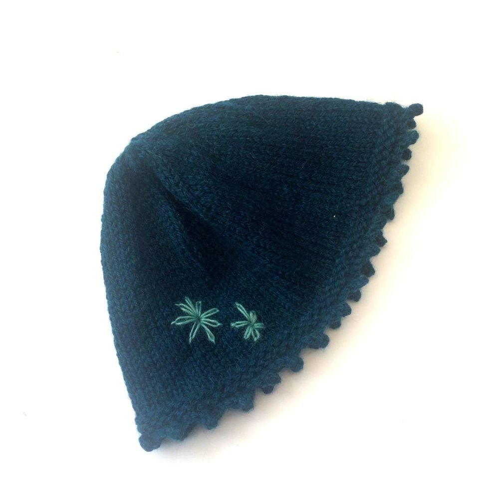 Teal knitted wool hat
