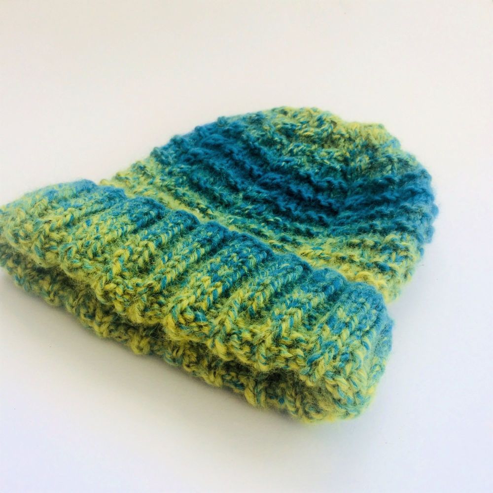 Green  knitted beanie hat