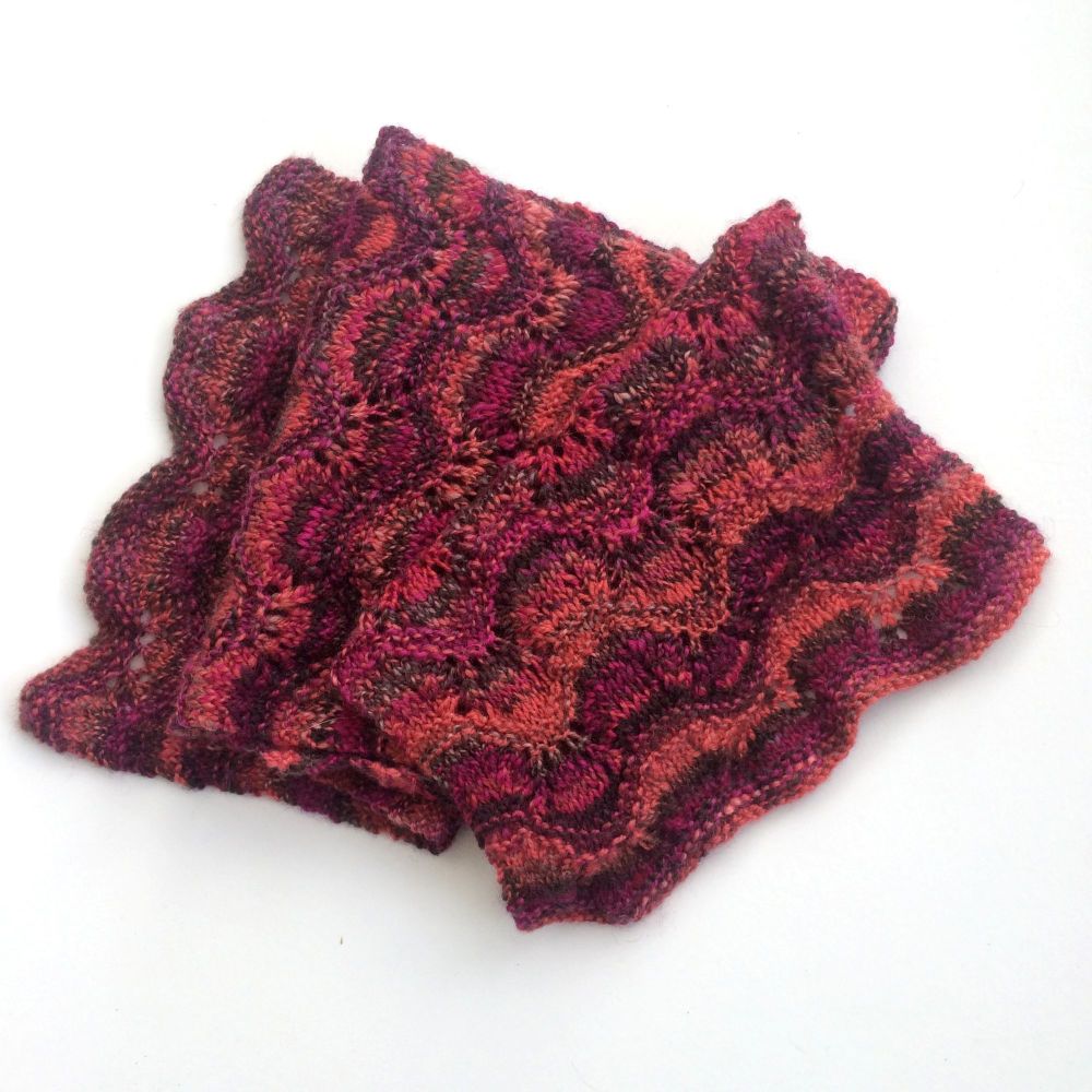 Hand Dyed Pink / Red Lace scarf