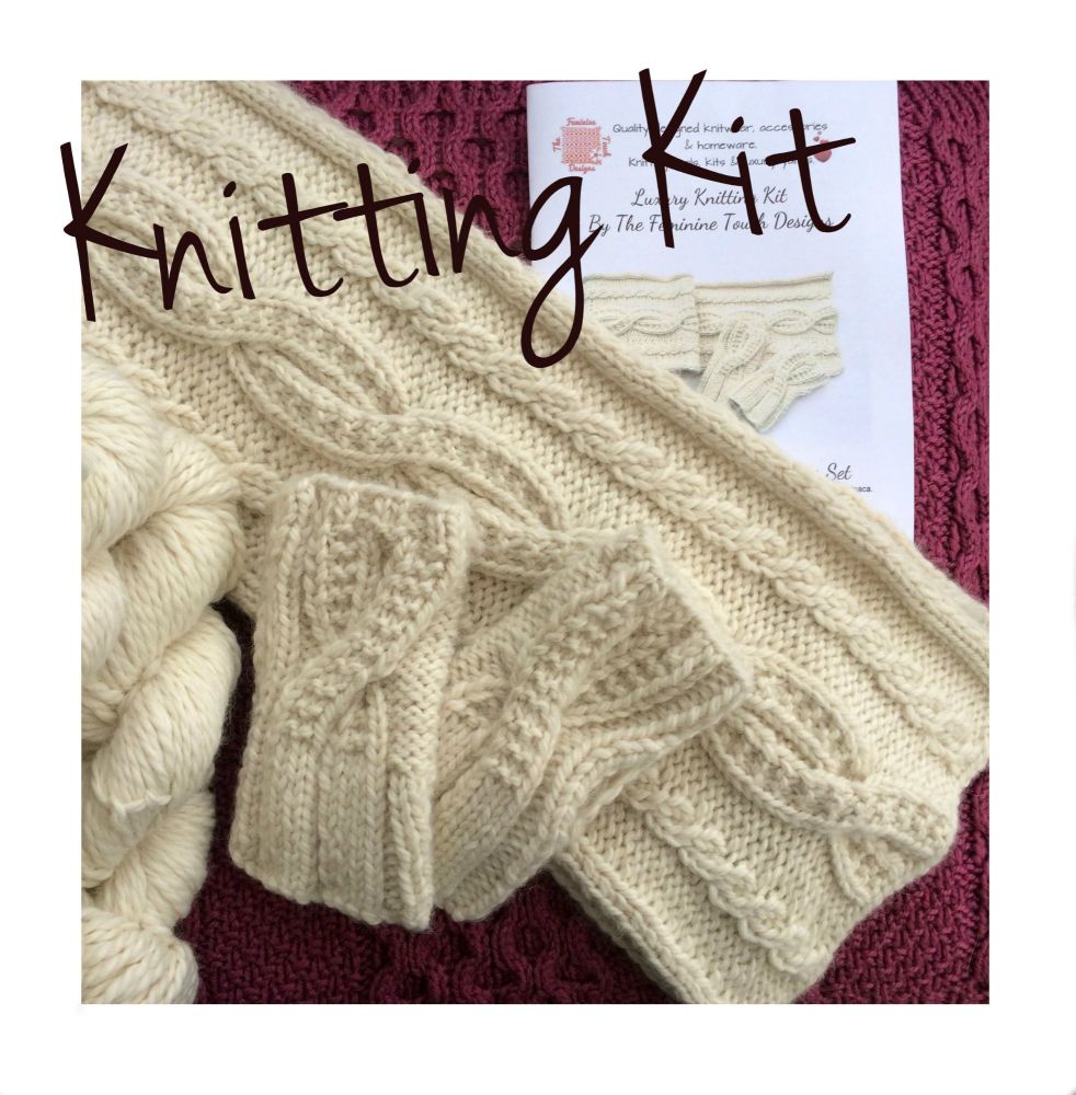 Chunky Alpaca Cable scarf & gloves knitting kit