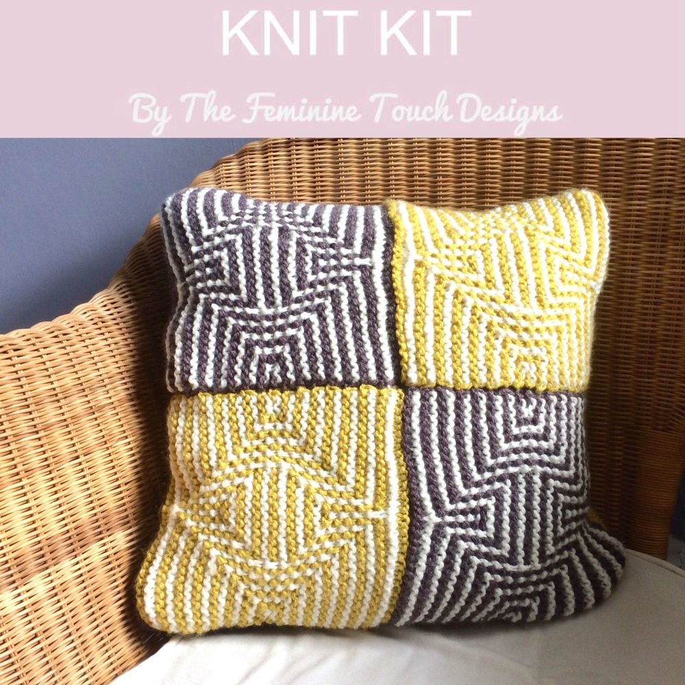 Illusion cushion knitting kit - available in 2 colourways
