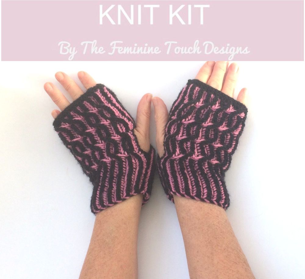 Swivel Brioche Fingerless gloves Knitting Kit