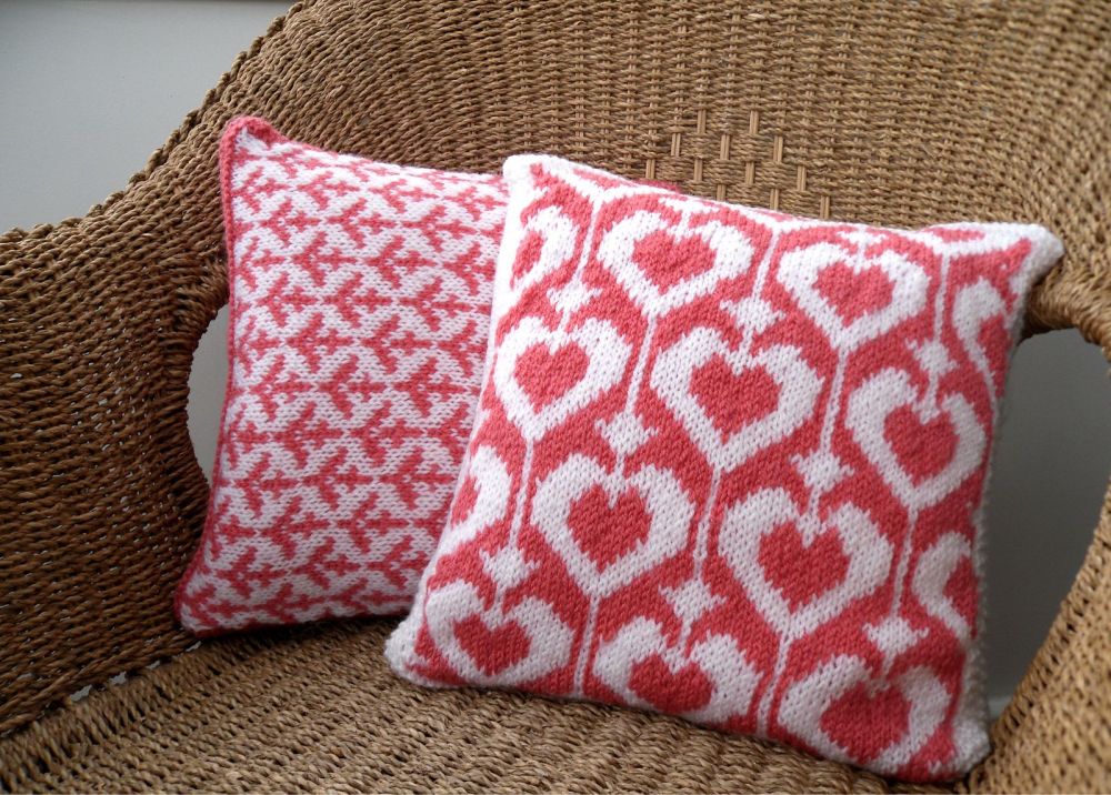 Valentine hearts  Cushion knitting pattern