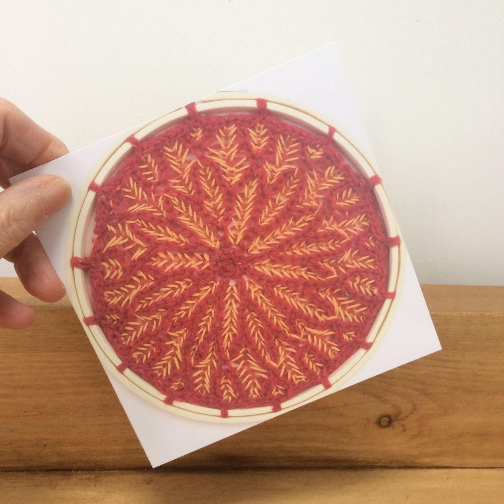 Blank Greeting Card - Red Flower Mandala
