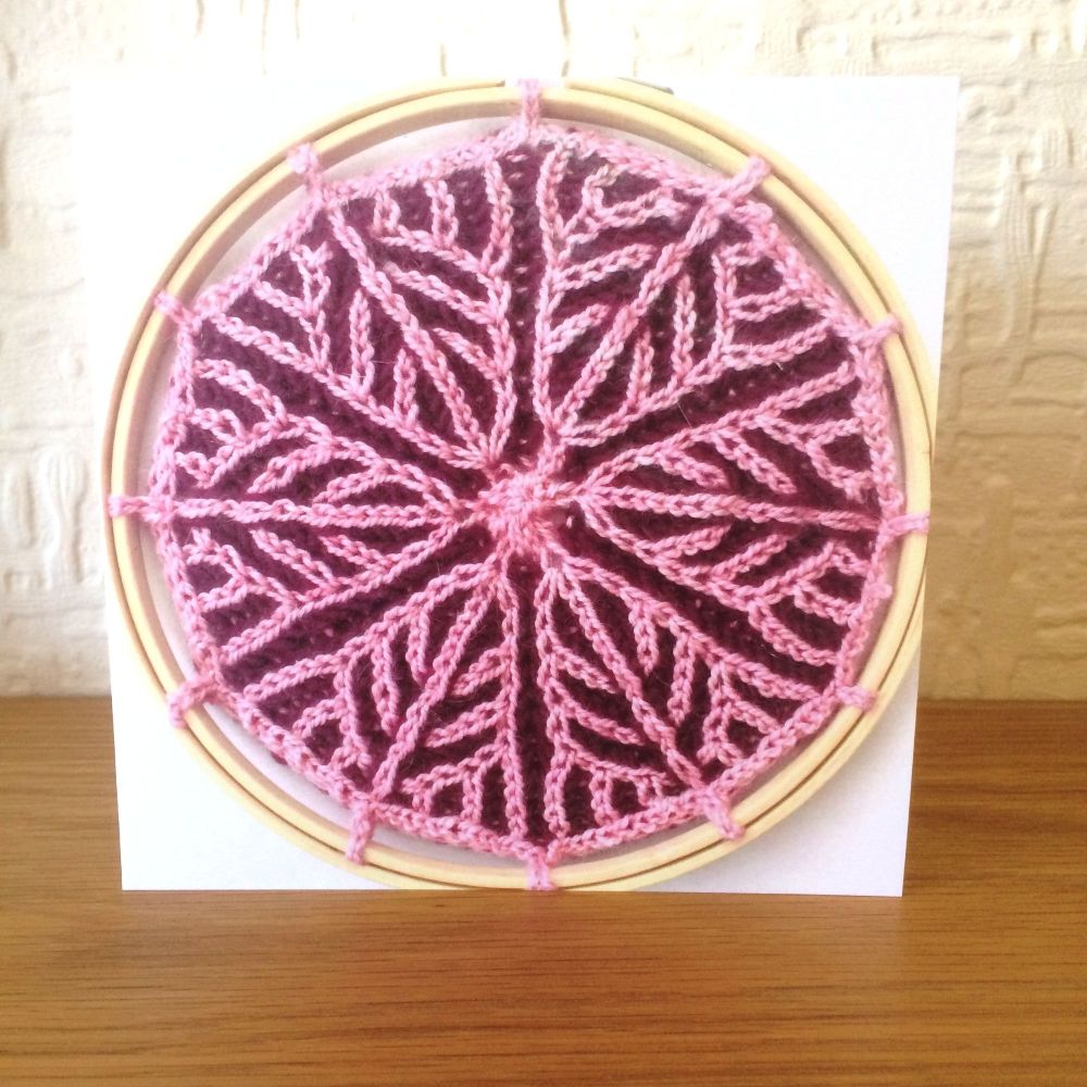 Blank Greeting Card - Pink Leaves Mandala  