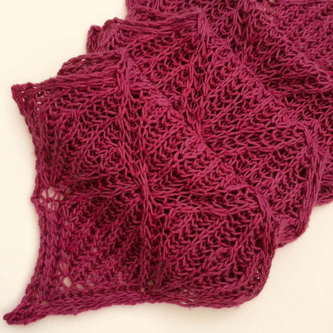 Reversible  hand knitted lace scarf 
