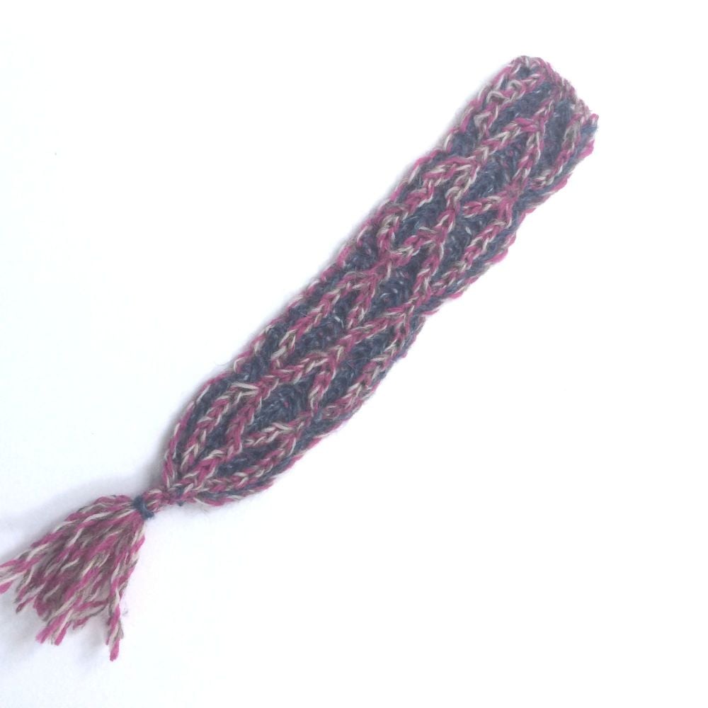 Black / Pink / Grey Knitted bookmark