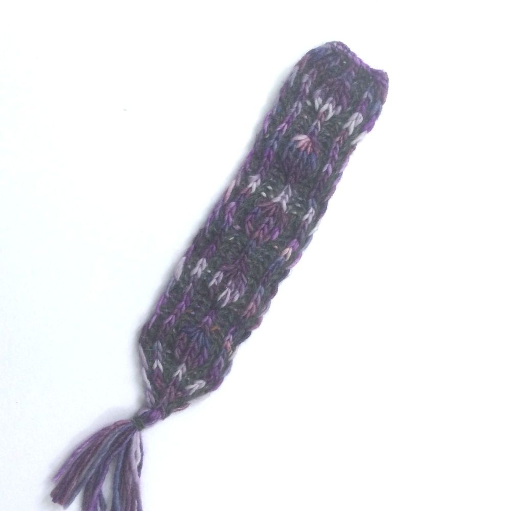 Purple  & Pink / Grey Knitted bookmark