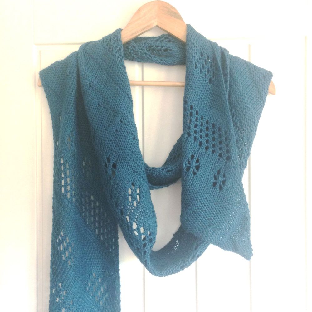Teal long lace scarf