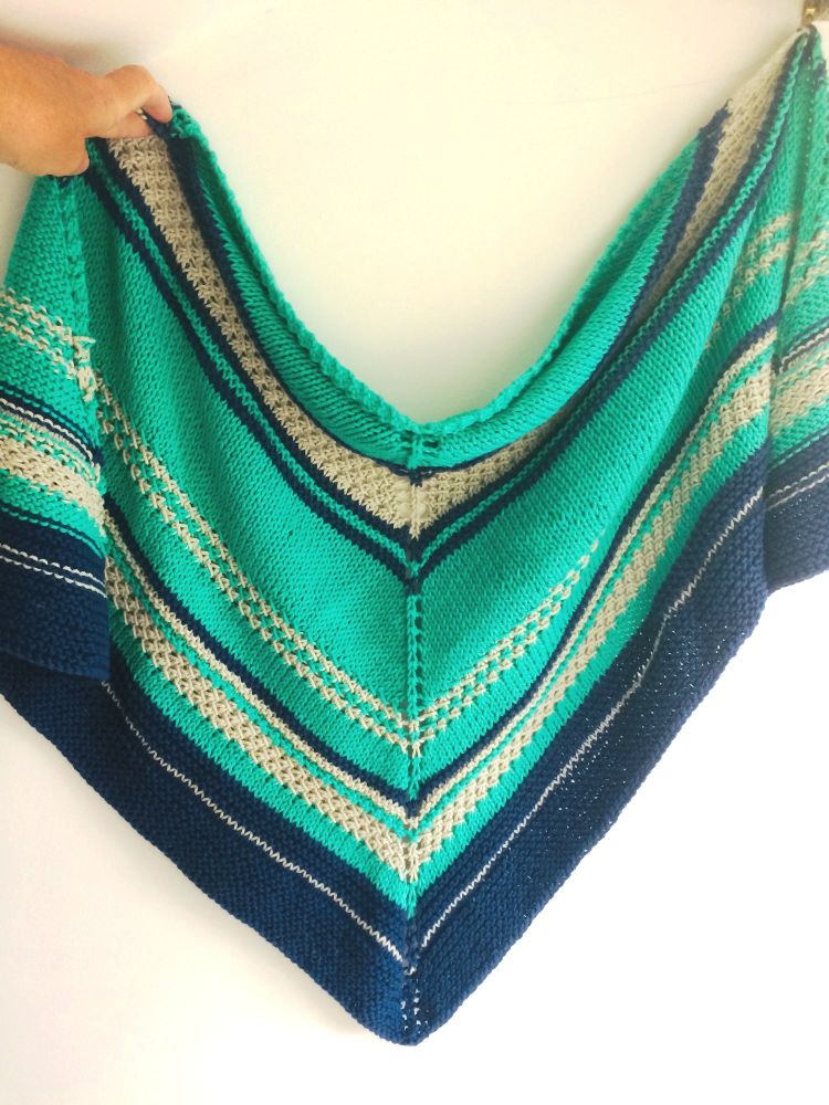 Jazzy striped cotton shawl knitting pattern
