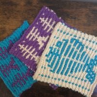 Turquoise & Lilac  Knitted Wash Cloths
