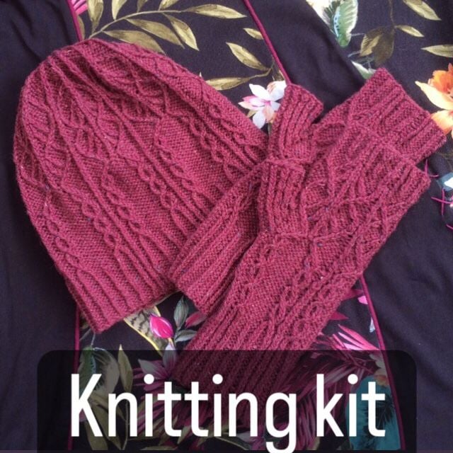 Floral Twist Gloves & Hat Knitting Kit