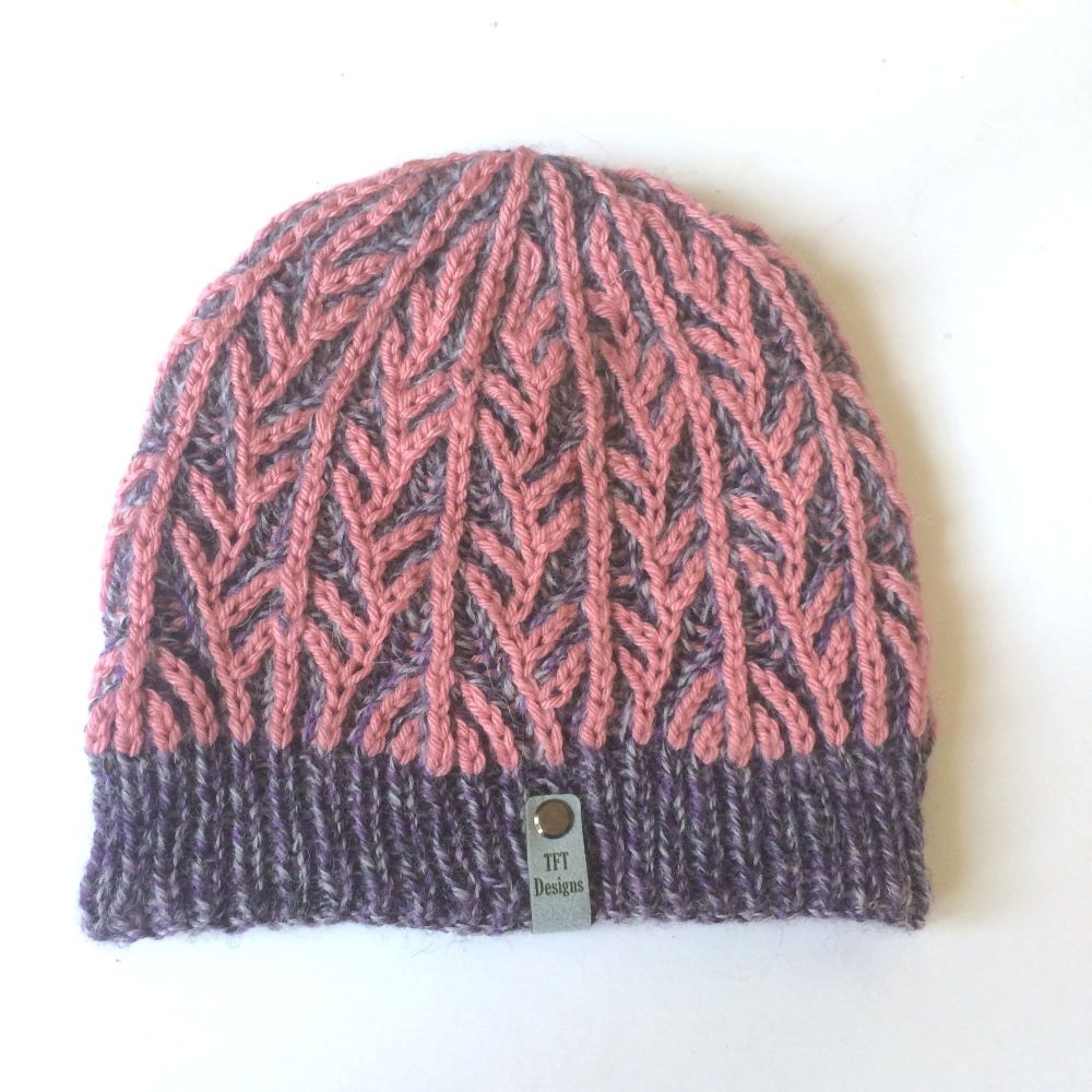 Tweedy Wool Purple & Pink beanie hat