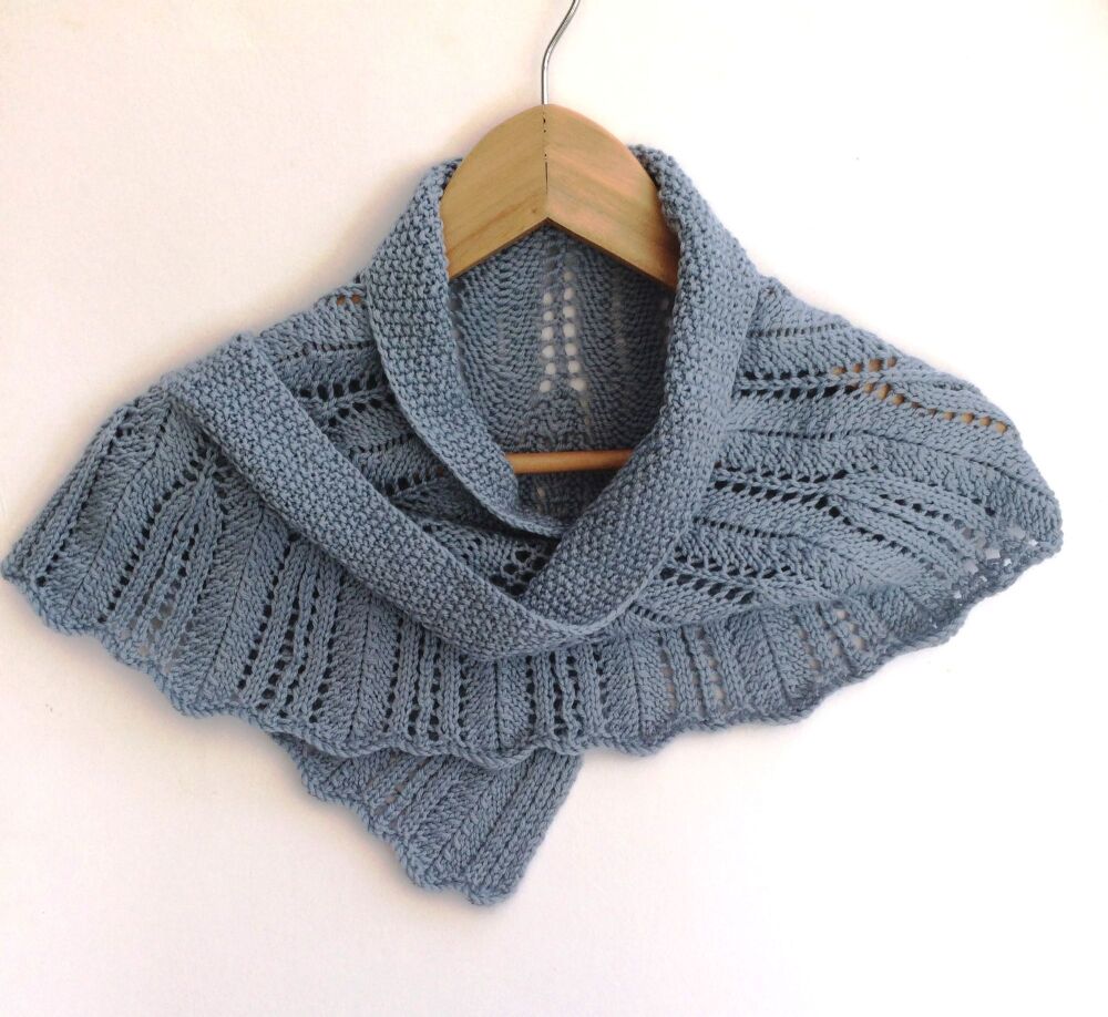 Blue/Grey lace knitted shawl DISCOUNTED