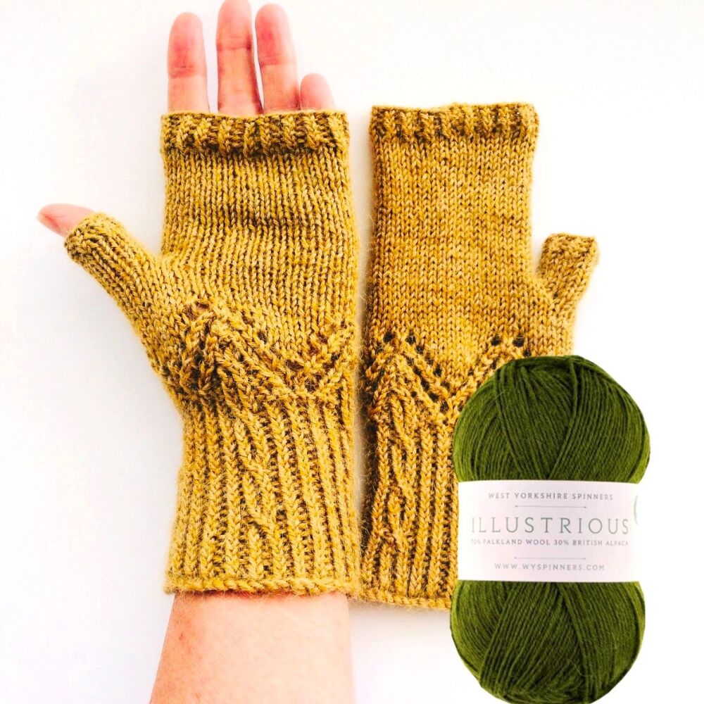 Popple Gloves knitting kit  - Fern Green Only