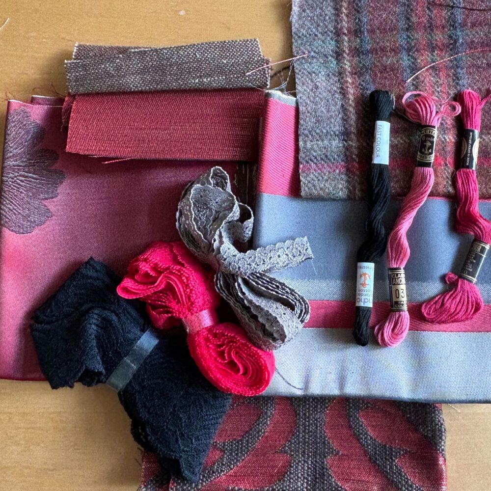 Slow sewing  starter pack in dark reds and grey