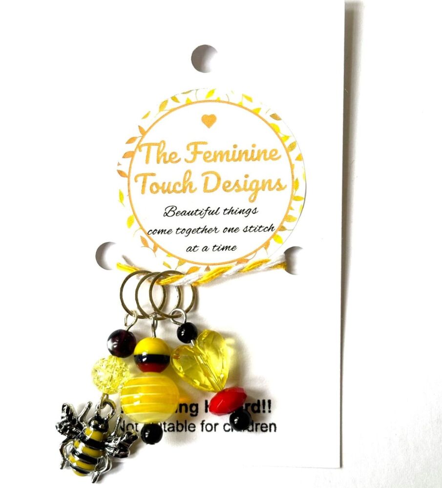 Bee garden set of 3 stitch markers with ring