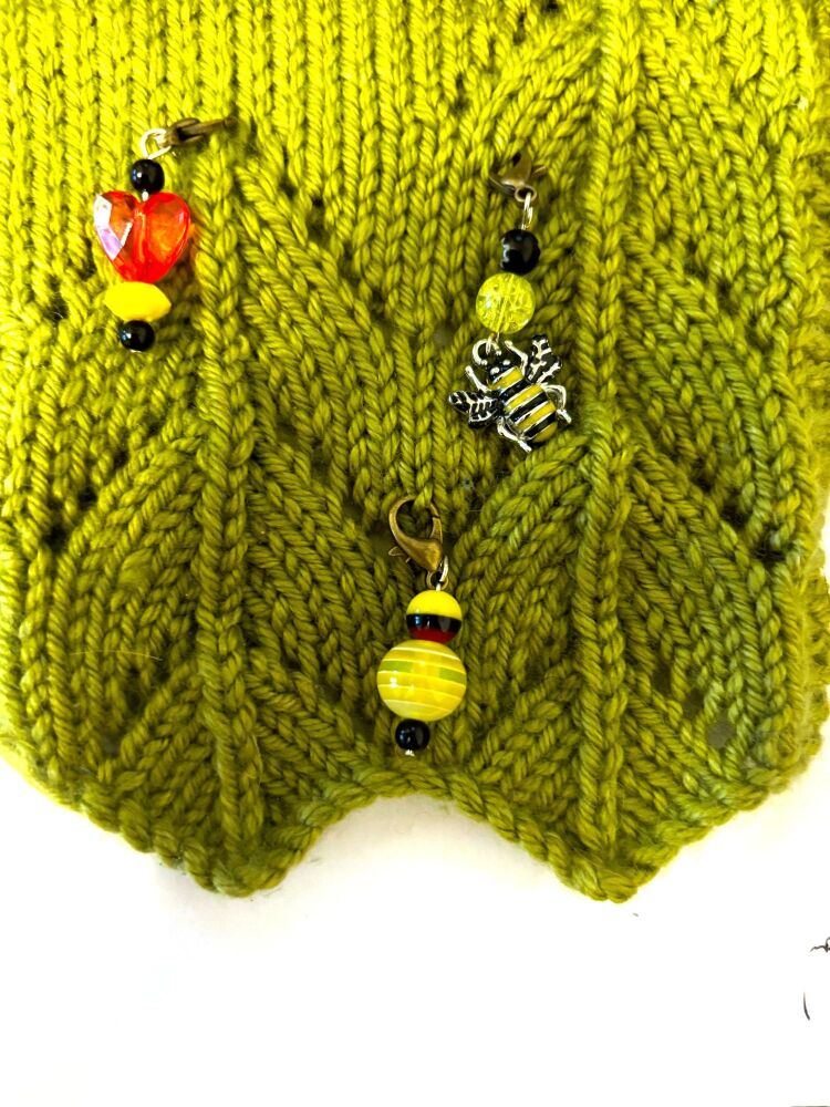 Bee garden stitch markers set of 3 with lobster clasp
