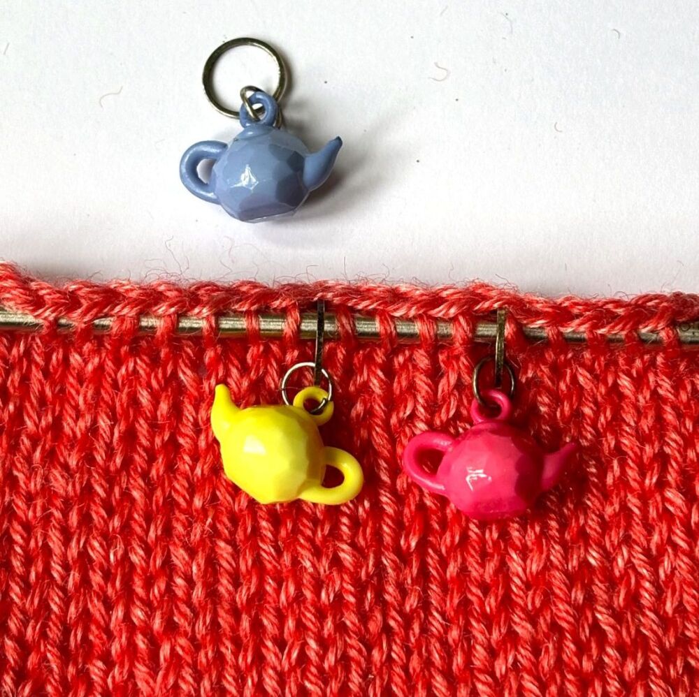 Stitch markers - Set of 3 tea pots with ring
