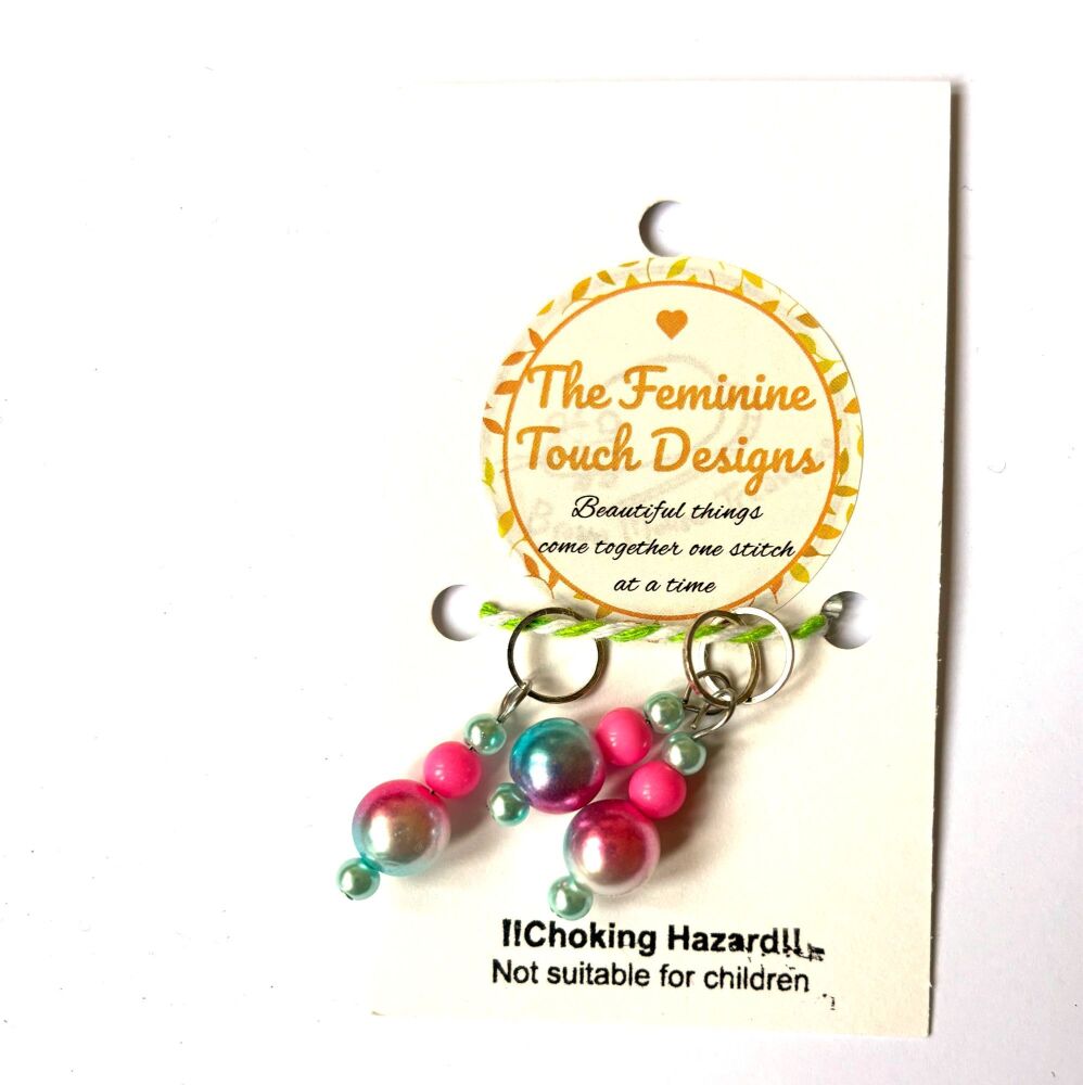 Dangling baubles set of 3 stitch markers with ring