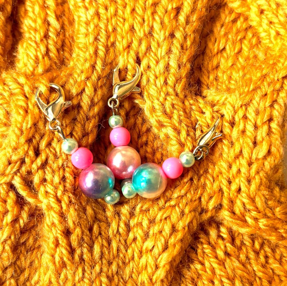 Dangling baubles stitch markers set of 3 with lobster clasp