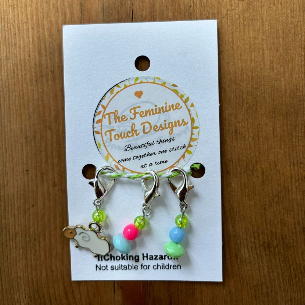 Sheep stitch markers set of 3 with lobster clasp