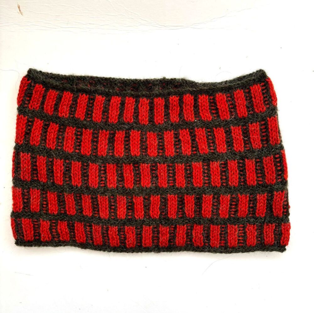 Black & Red Mohair / Wool Brioche Snood