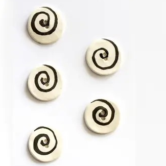 Spiral Black & White Zentangle buttons - set of 5