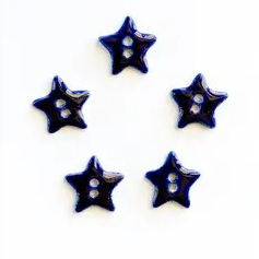 Blue shiny star buttons - 1.3cm wide