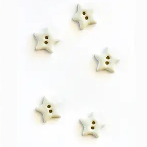 White shiny star buttons - 1.3cm wide