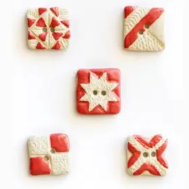 Red and white square buttons