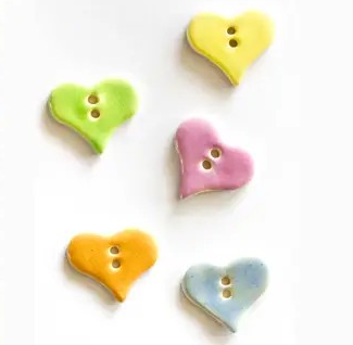 Pastel heart buttons - 2.5cm wide