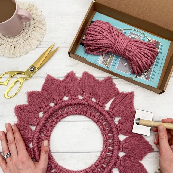 Macrame pink mandala kit