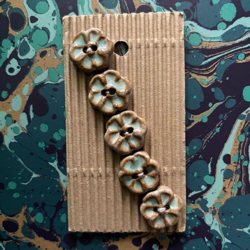 Turquoise flower  buttons - 1.5cm wide