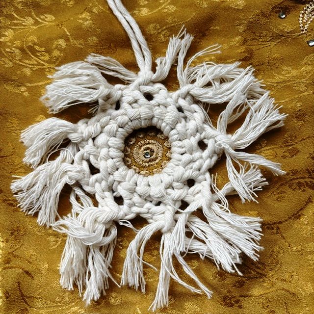 Small Snowflake Macrame Art  4