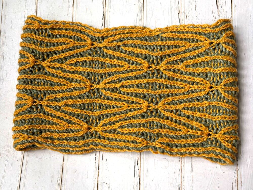 Mustard Yellow & Green Brioche Cowl