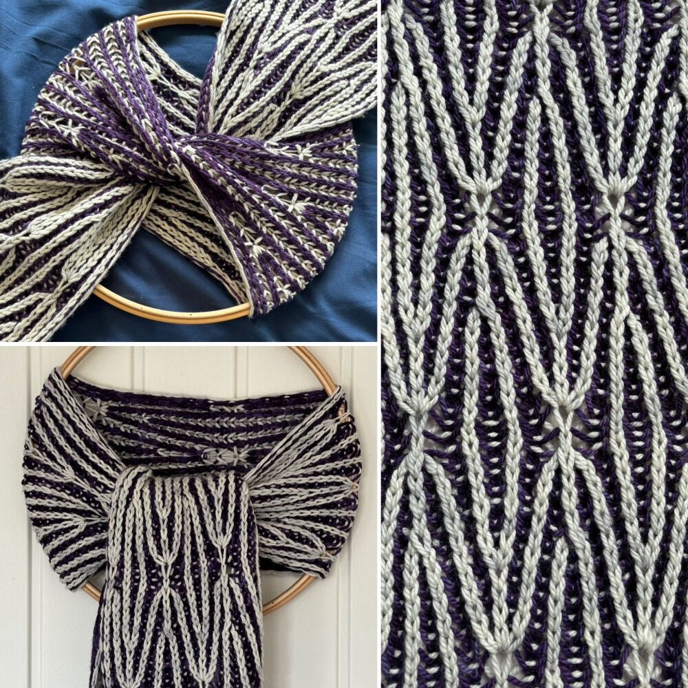Rhombile Duo Scarf Brioche knitting kit