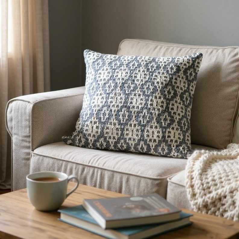 Blue / Cream  Honey Pot cushion cover