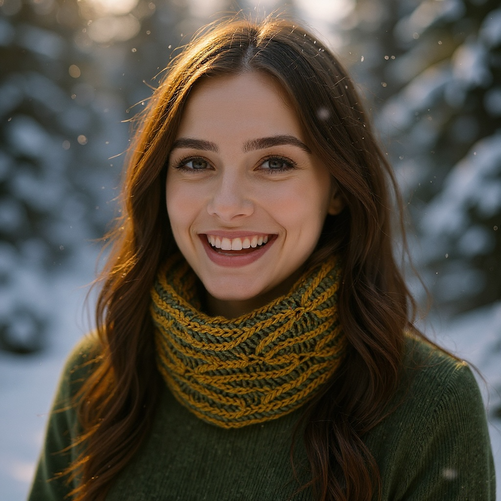Mustard Yellow & Green Brioche Cowl