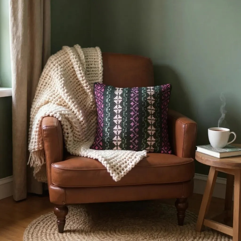 Black Fair Isle pillow hand knit