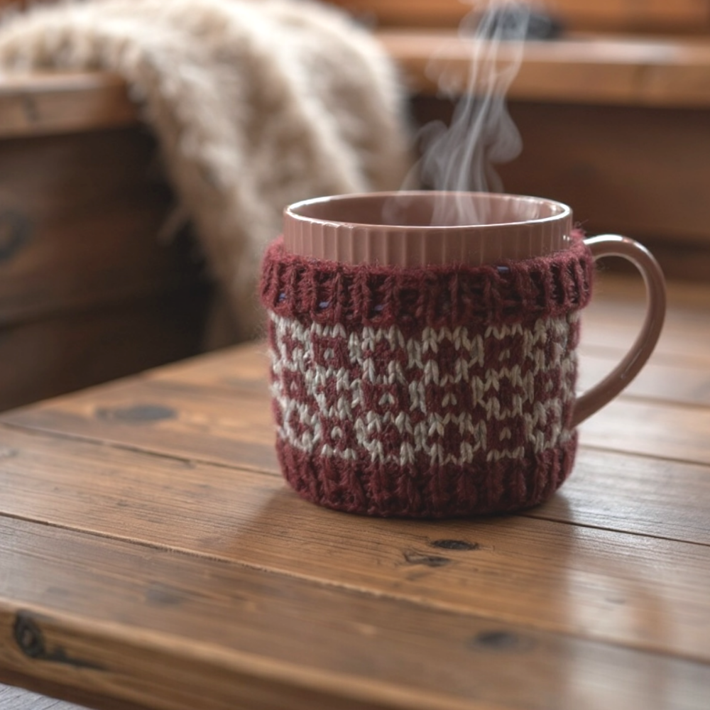 Dark Red Sheep Mug cozy